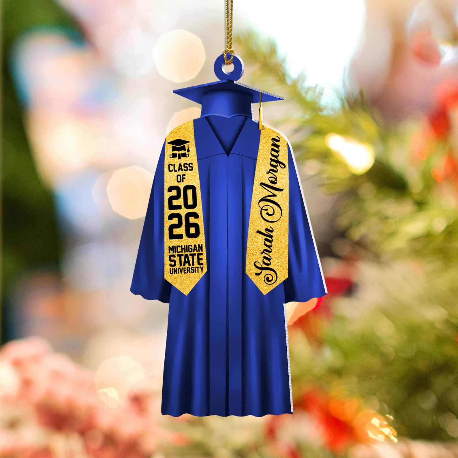 Personalized Graduation 2026 Acrylic Ornament with Cap and Gown, New Graduate Gift, High School