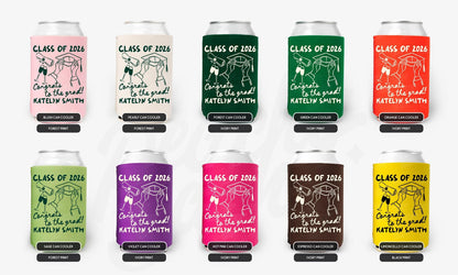 Congrats To The Grad Graduation Can Cooler - Custom College Graduation Party Favors - Personalized Cozies in Regular and Slim Size