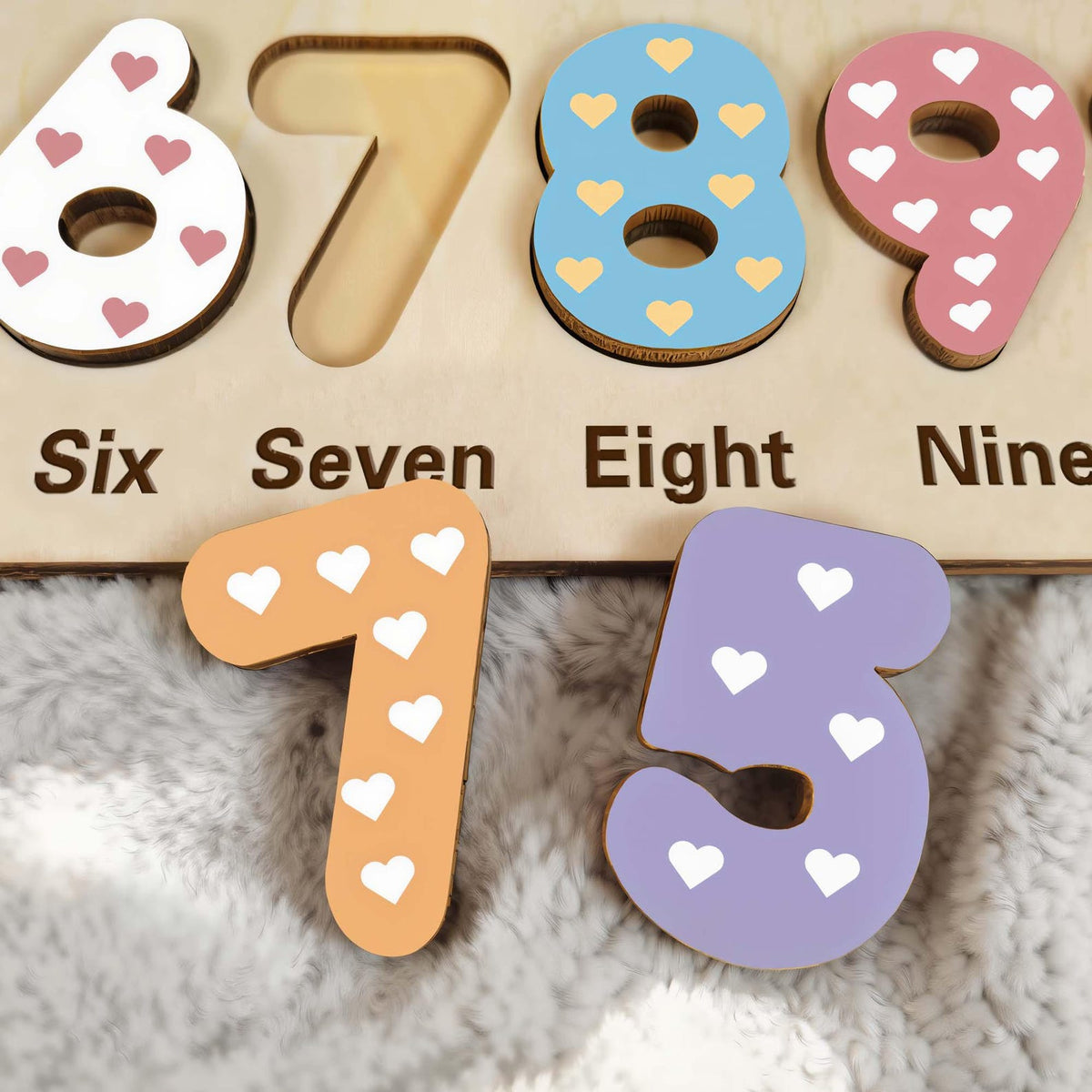 Personalized Wooden Name Puzzle - Custom Baby Gift with Shapes & Numbers 1-10, Customized Back Engraving, Baby Shower, 1st Birthday Gift