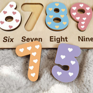 Personalized Wooden Name Puzzle - Custom Baby Gift with Shapes & Numbers 1-10, Customized Back Engraving, Baby Shower, 1st Birthday Gift