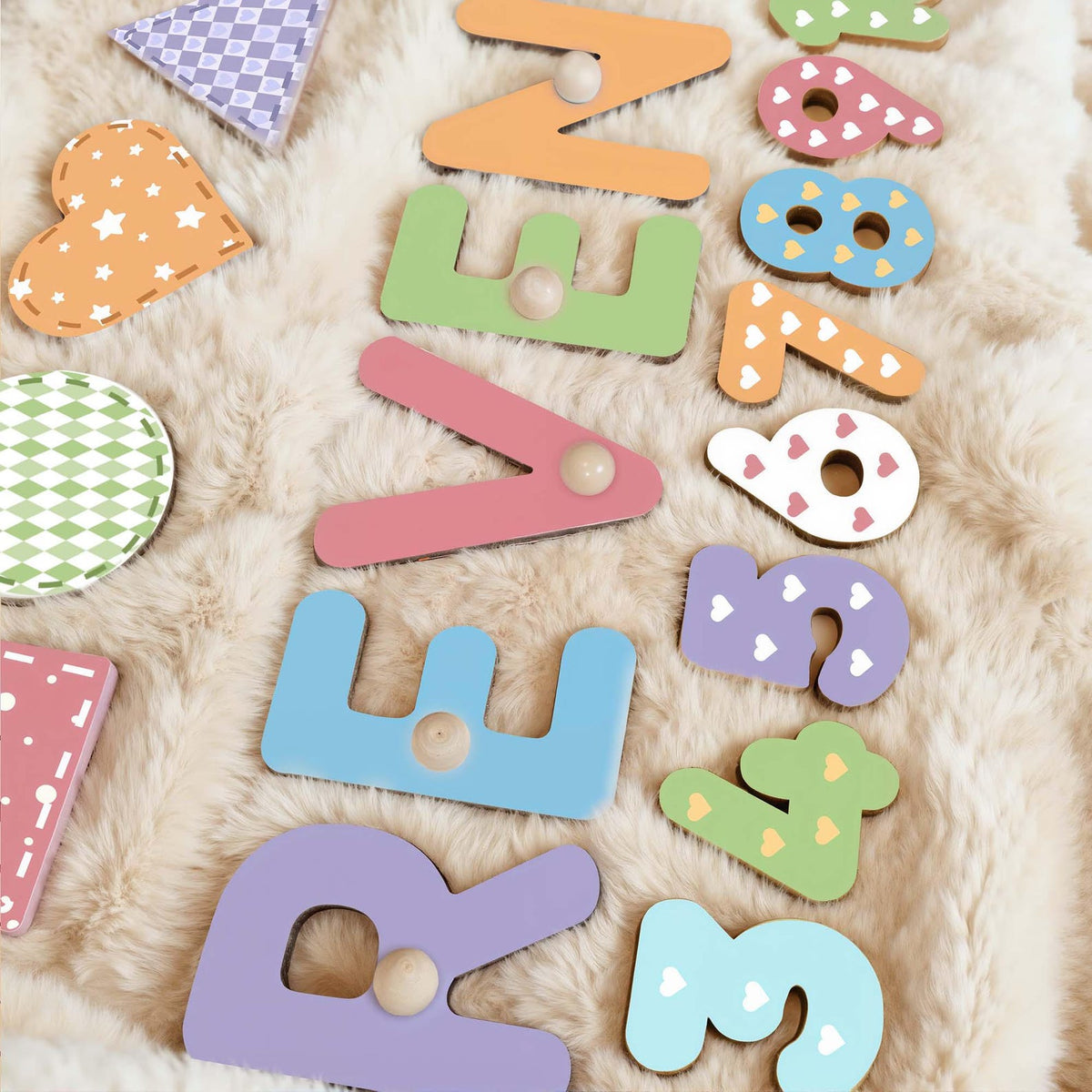Personalized Wooden Name Puzzle - Custom Baby Gift with Shapes & Numbers 1-10, Customized Back Engraving, Baby Shower, 1st Birthday Gift