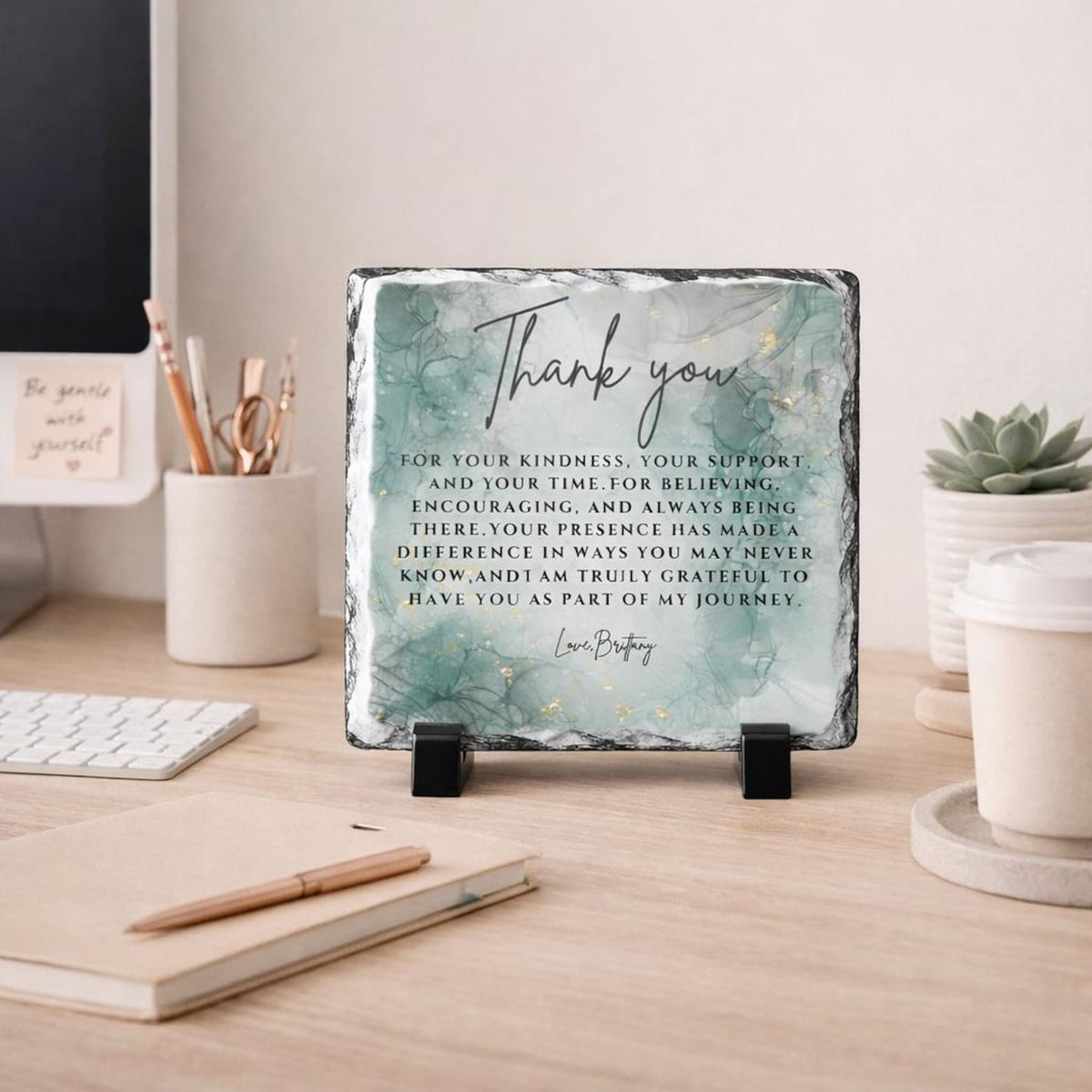 Custom Thank You Stone Plaque With Stand For-Mentor-Teacher-Friend-Colleague-Mom-Women-Boss-Coworker-Adviser-Coach-Gratitude Memory Keepsake