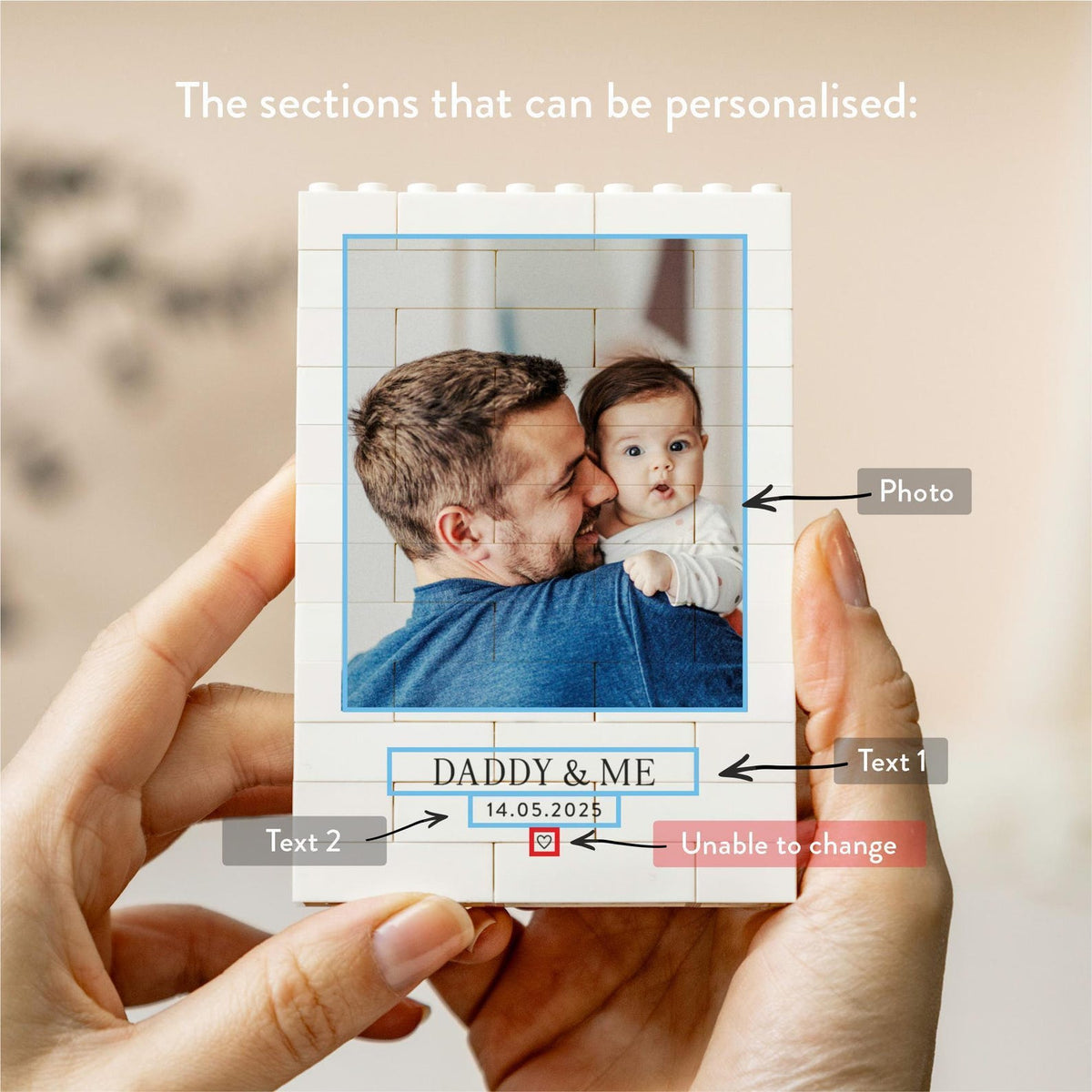 Daddy And Me Photo Keepsake, Personalized Fathers Day Gift, Dad And Baby Keepsake Block, New Dad Birthday Present, Gift For Daddy From Kids
