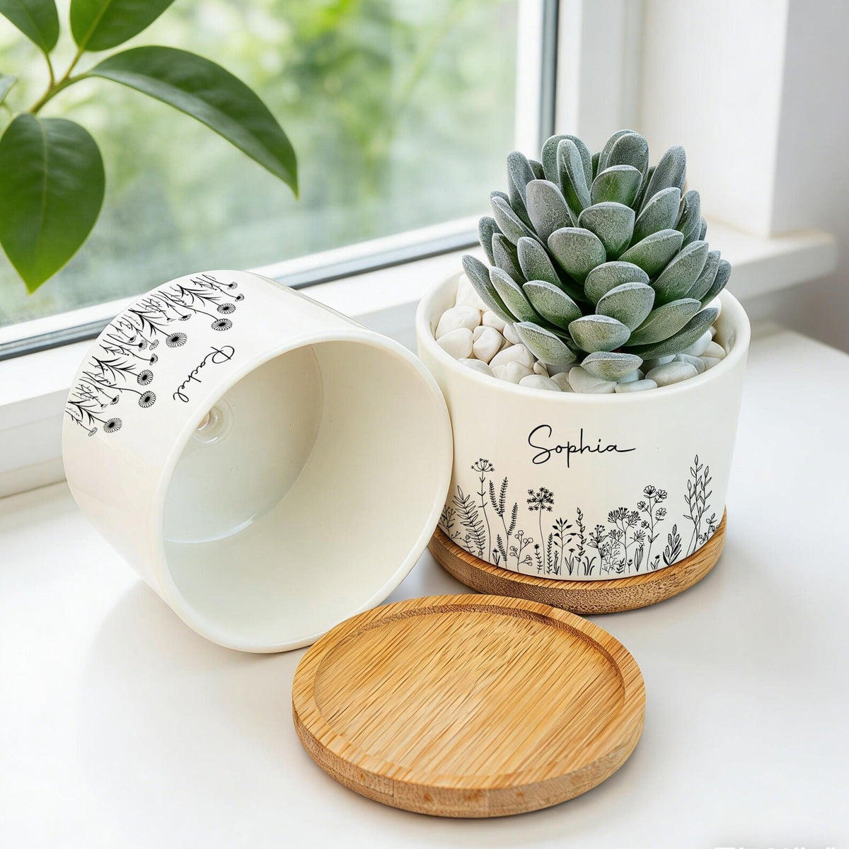 Personalized Planter for Wedding Party Gift, Mom Thank you for helping me grow pot, Let Love Grow Planter, Ceramic Flower Pot, Gift for Mom