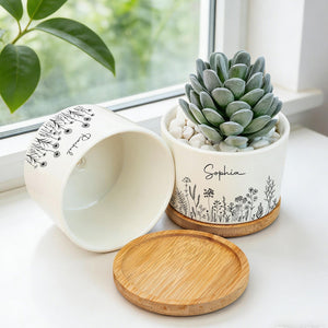 Personalized Planter for Wedding Party Gift, Mom Thank you for helping me grow pot, Let Love Grow Planter, Ceramic Flower Pot, Gift for Mom