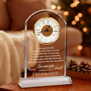 Personalized Wedding Crystal Clock Gift for Couples, Custom Engraved Names & Date, Romantic Anniversary Keepsake for Wife, Husband, Parents
