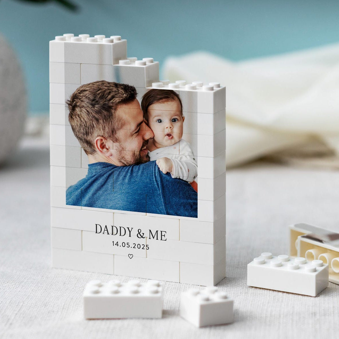 Daddy And Me Photo Keepsake, Personalized Fathers Day Gift, Dad And Baby Keepsake Block, New Dad Birthday Present, Gift For Daddy From Kids