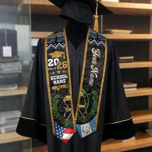 Personalized Guatemalan American Flag Graduation Sash 2026, Guatemala Graduation Stole, Guatemalan Graduation 2026, Custom Graduation Stole