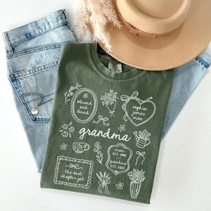 Personalized Grandma Comfort Colors Shirt with Grandkid Names