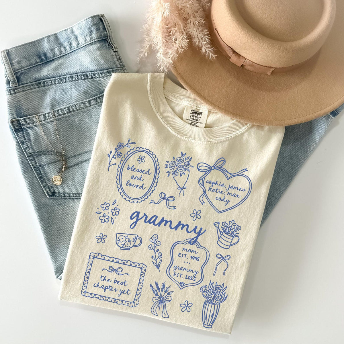 Personalized Grandma Comfort Colors Shirt with Grandkid Names