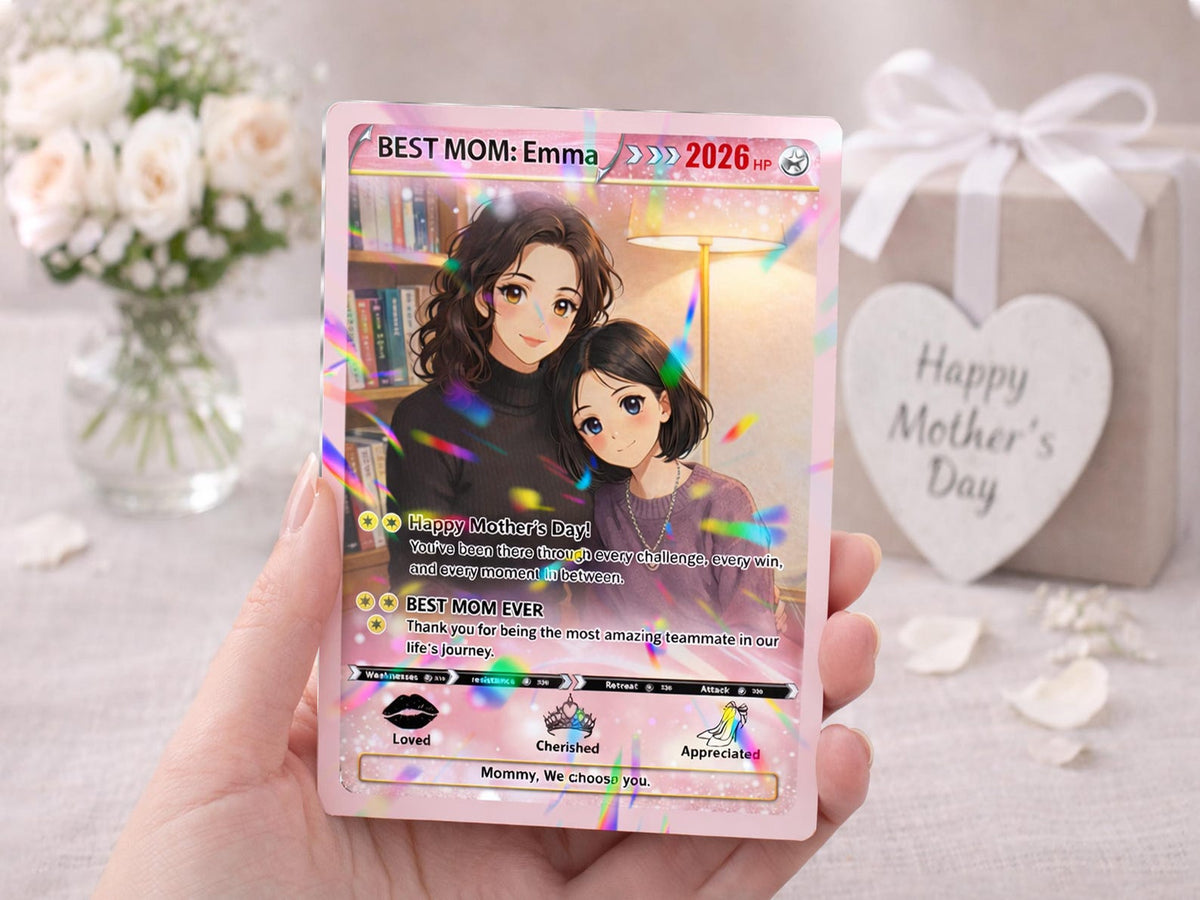 Personalized Mother s Day Poke Card, Custom PKM Photo Cards, Gifts for Gamer Mom, Mother s Day Gift, Custom PKM Trainer Card