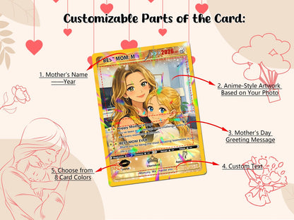 Personalized Mother s Day Poke Card, Custom PKM Photo Cards, Gifts for Gamer Mom, Mother s Day Gift, Custom PKM Trainer Card