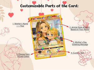 Personalized Mother s Day Poke Card, Custom PKM Photo Cards, Gifts for Gamer Mom, Mother s Day Gift, Custom PKM Trainer Card
