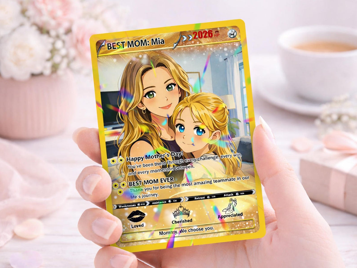 Personalized Mother s Day Poke Card, Custom PKM Photo Cards, Gifts for Gamer Mom, Mother s Day Gift, Custom PKM Trainer Card