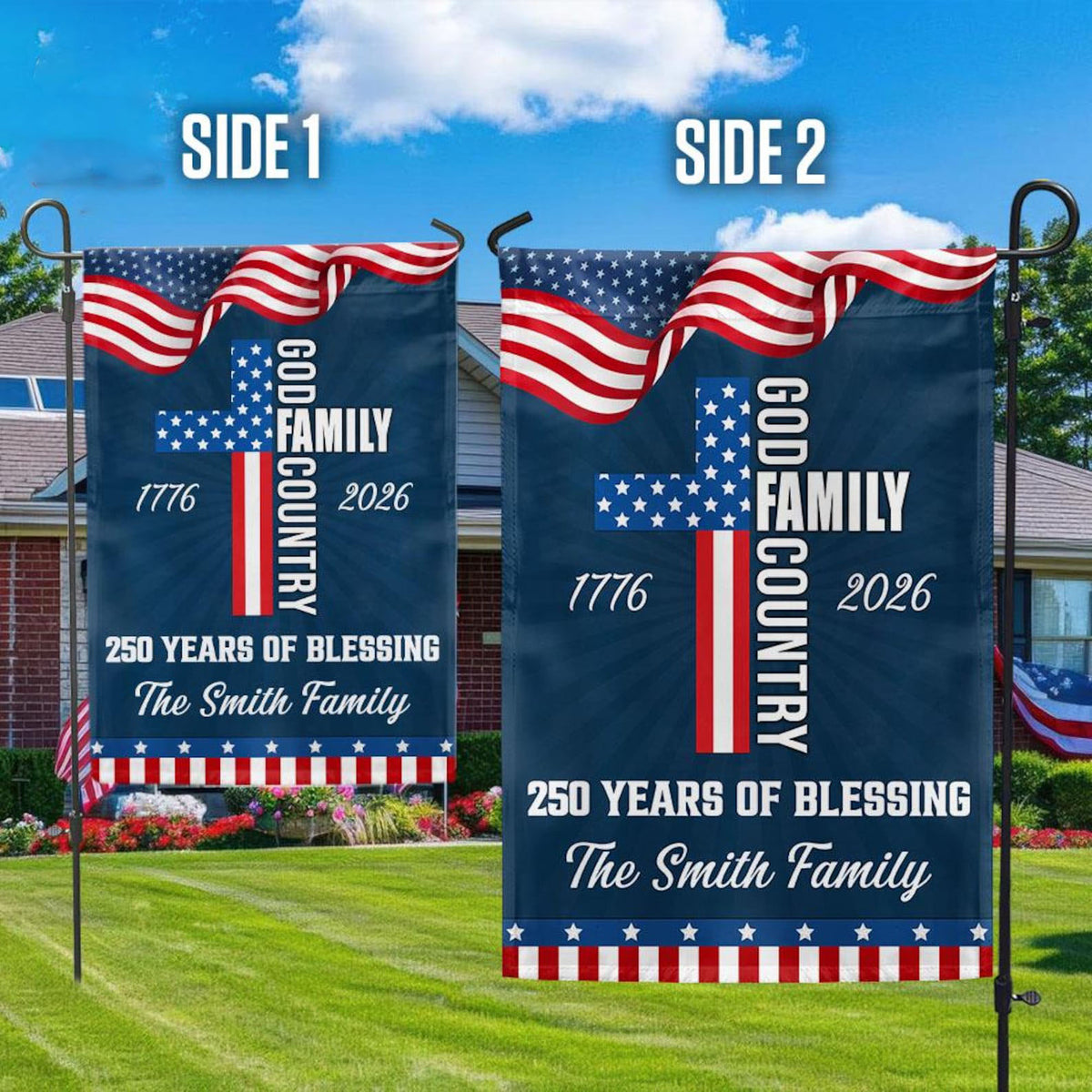 Personalized 250 Years of Blessing Garden Flag,Patriotic 1776-2026,Independence Day,America 250th Anniversary,4th of July House Garden Flag