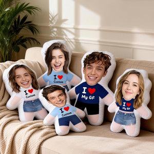 Custom I Love MOM Photo Pillow, Personalized Face Pillow for Mom, Mini Me Pillow, Custom Photo Cushion Mother's Day Gift for Her