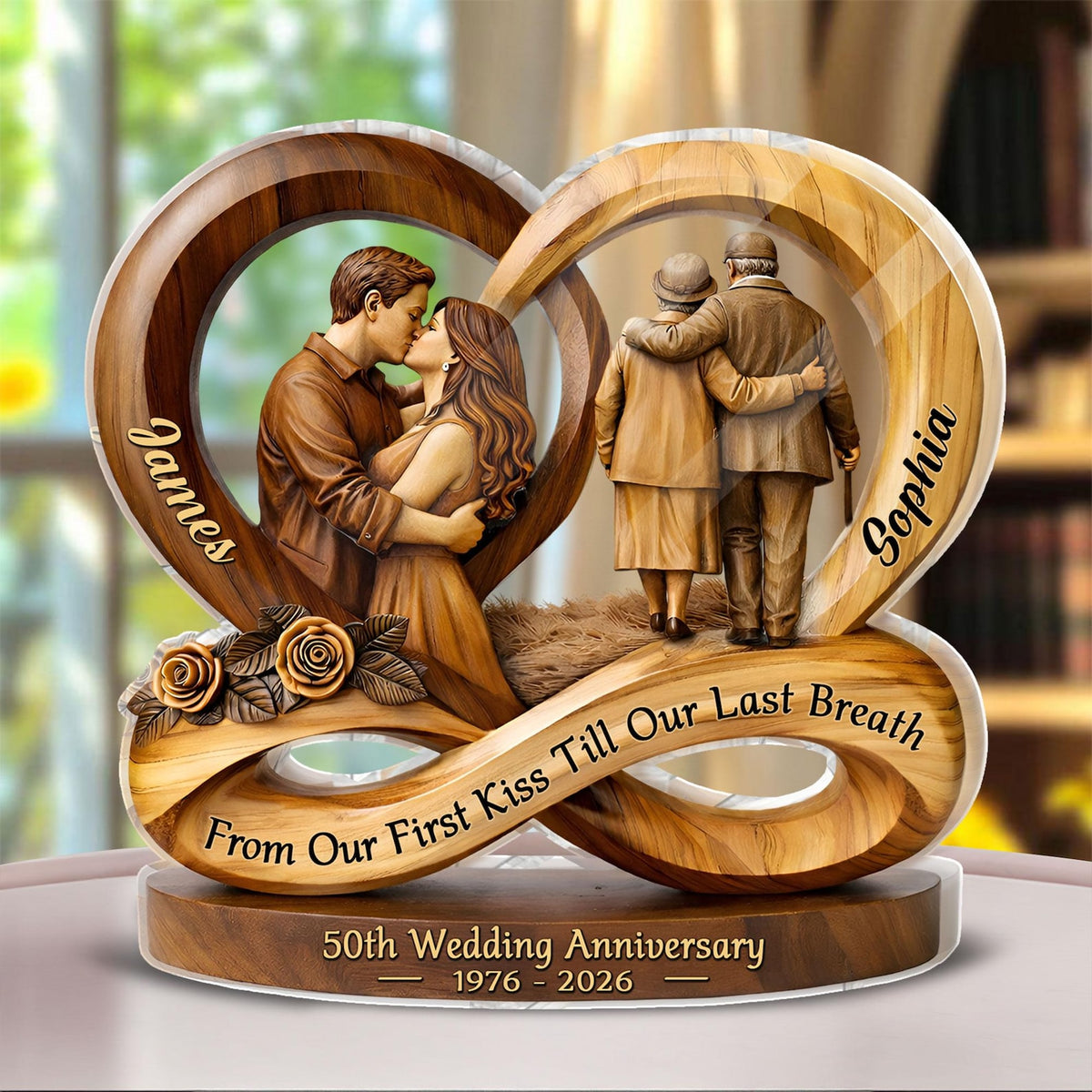 Custom 50th Wedding Anniversary Acrylic Block, 50th Golden Wedding Gift For Parents/ Grandparents, 20th, 25th, 30th, 40th, 50th Anniversary