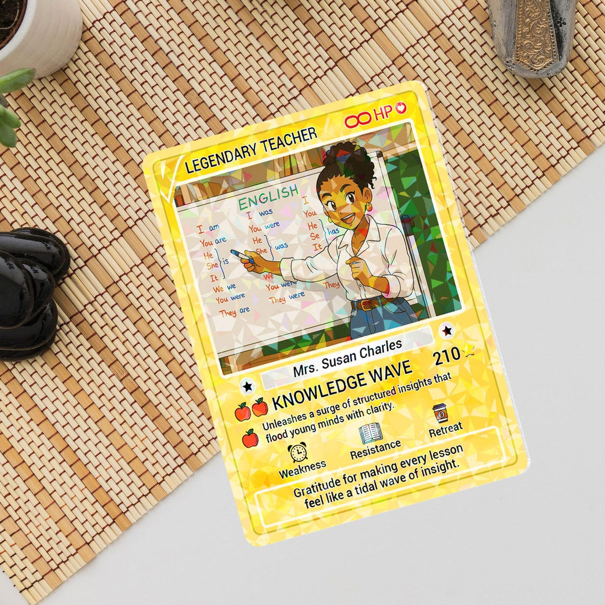 Custom Teacher Appreciation Card from Photo, Personalized Poke Style Card for Educator Gift, End of Year Present for Legend