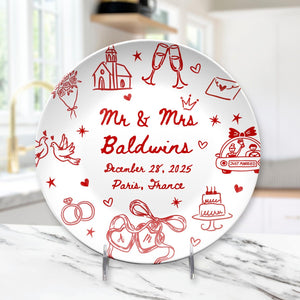 Personalized Wedding Platter, Custom Newlywed Plate with Names & Date, Engagement Gift, Bridal Shower Gift, Anniversary Keepsake
