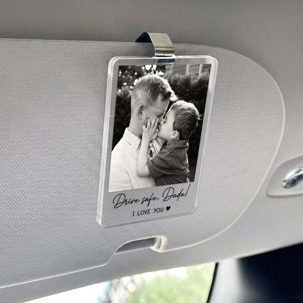 Personalized Dad Gifts, Custom Photo Car Visor Clip, Drive Safe Daddy Sun Visor Clip, Fathers Day Gift, Gift For Husband, Car Accessories