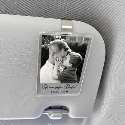 Personalized Dad Gifts, Custom Photo Car Visor Clip, Drive Safe Daddy Sun Visor Clip, Fathers Day Gift, Gift For Husband, Car Accessories
