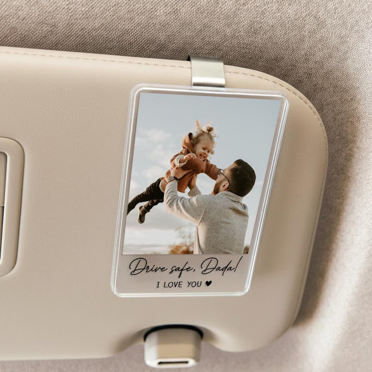 Personalized Dad Gifts, Custom Photo Car Visor Clip, Drive Safe Daddy Sun Visor Clip, Fathers Day Gift, Gift For Husband, Car Accessories