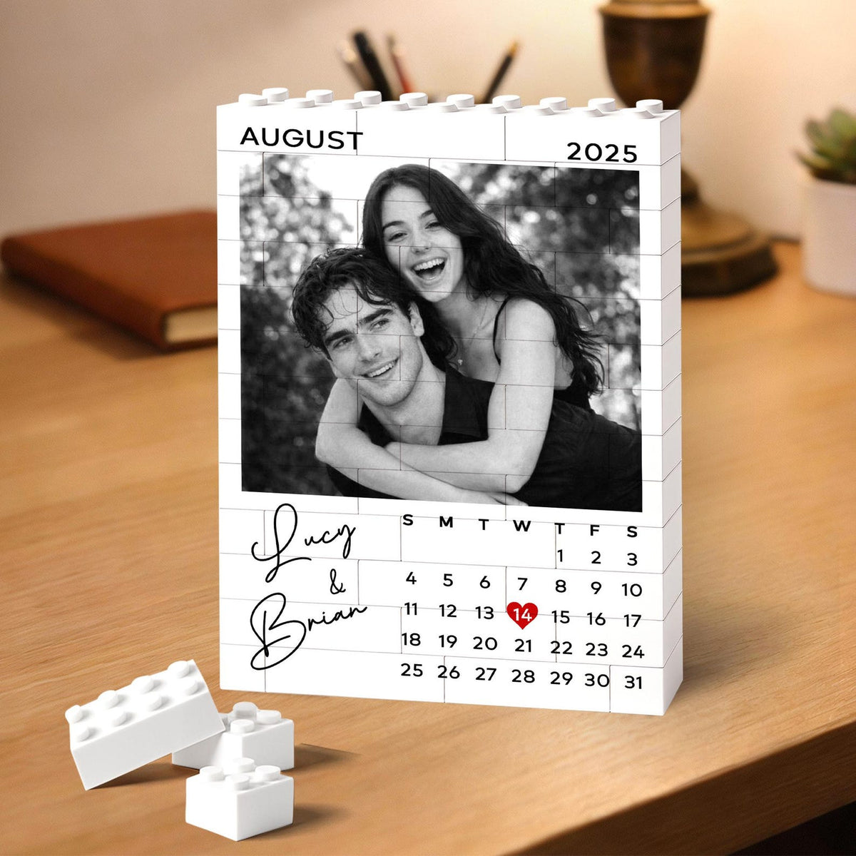 Personalized Dad Photo Building Block, Anniversary Gift for Him, Calendar Bricks Puzzle , Gift For Husband, Gift For Boyfriend