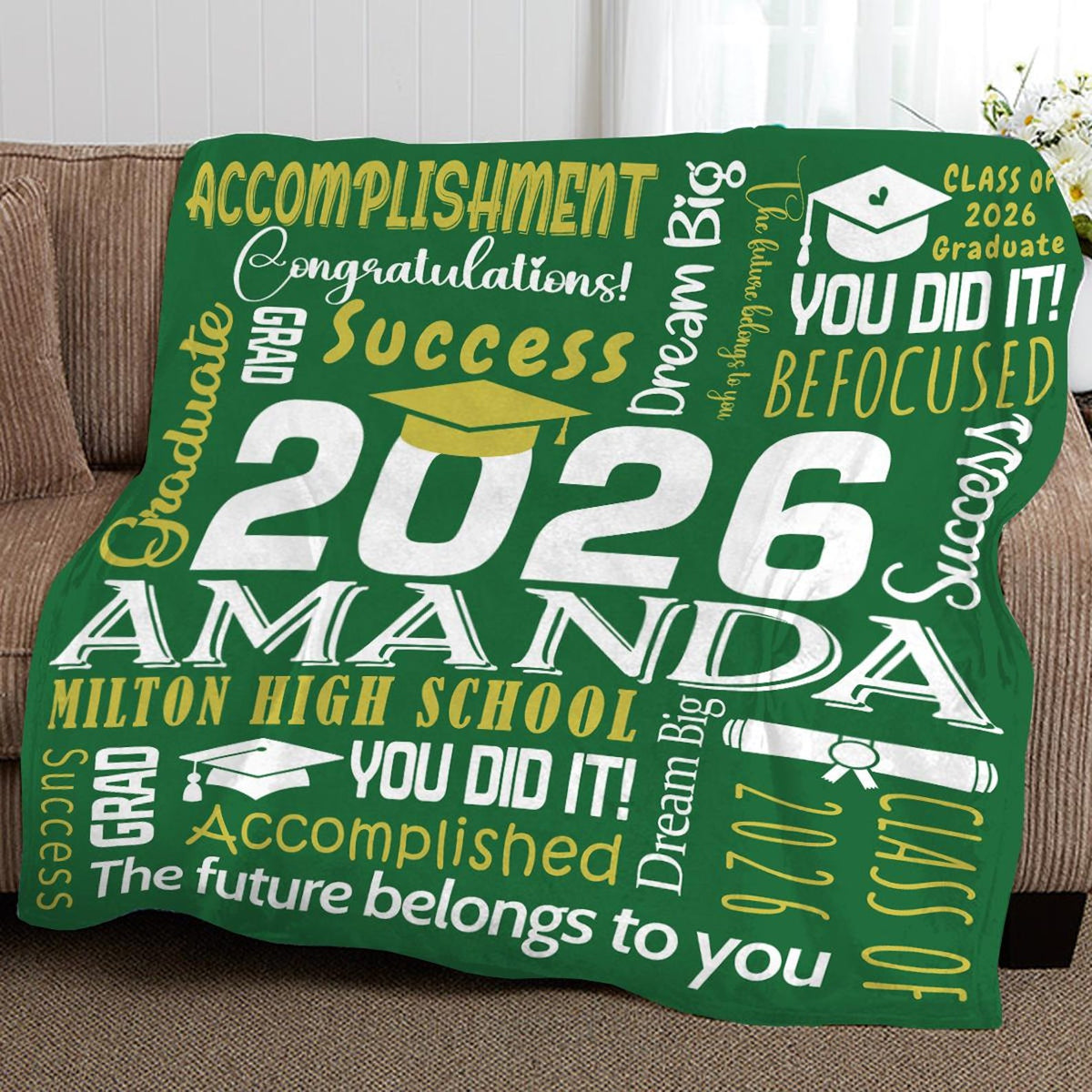 2026 Graduation Blanket,Personalized Graduation Blanket,Senior Graduation Gift,Custom Text Graduation Blanket Gift for Her,Him,Class of 2026