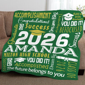 2026 Graduation Blanket,Personalized Graduation Blanket,Senior Graduation Gift,Custom Text Graduation Blanket Gift for Her,Him,Class of 2026