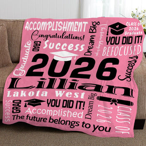 2026 Graduation Blanket,Personalized Graduation Blanket,Senior Graduation Gift,Custom Text Graduation Blanket Gift for Her,Him,Class of 2026