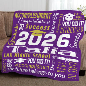 2026 Graduation Blanket,Personalized Graduation Blanket,Senior Graduation Gift,Custom Text Graduation Blanket Gift for Her,Him,Class of 2026