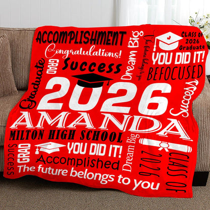 2026 Graduation Blanket,Personalized Graduation Blanket,Senior Graduation Gift,Custom Text Graduation Blanket Gift for Her,Him,Class of 2026