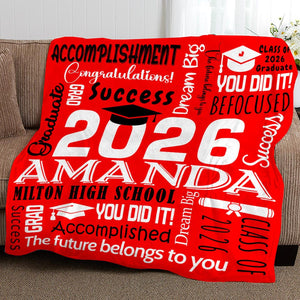 2026 Graduation Blanket,Personalized Graduation Blanket,Senior Graduation Gift,Custom Text Graduation Blanket Gift for Her,Him,Class of 2026