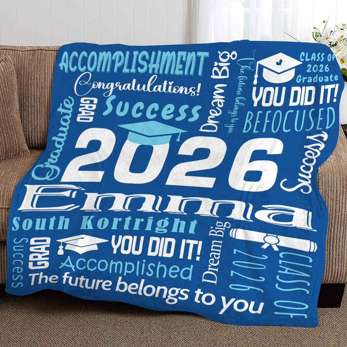 2026 Graduation Blanket,Personalized Graduation Blanket,Senior Graduation Gift,Custom Text Graduation Blanket Gift for Her,Him,Class of 2026