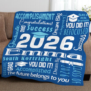 2026 Graduation Blanket,Personalized Graduation Blanket,Senior Graduation Gift,Custom Text Graduation Blanket Gift for Her,Him,Class of 2026