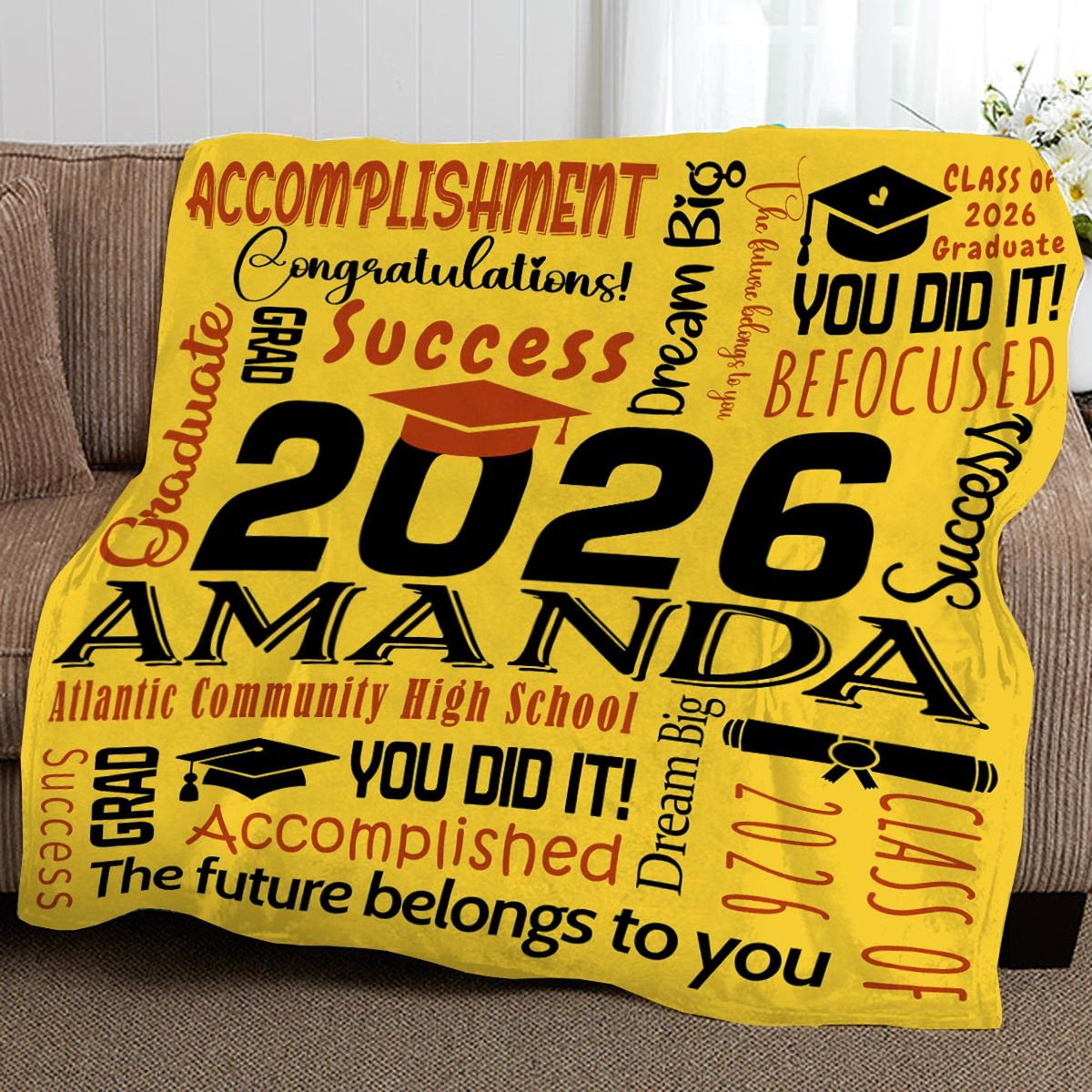 2026 Graduation Blanket,Personalized Graduation Blanket,Senior Graduation Gift,Custom Text Graduation Blanket Gift for Her,Him,Class of 2026