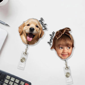 Personalized Photo Badge Reel, Retractable ID Holder, Custom Shape Badge Reel, Funny Badge Holder, Nurse Badge Charms