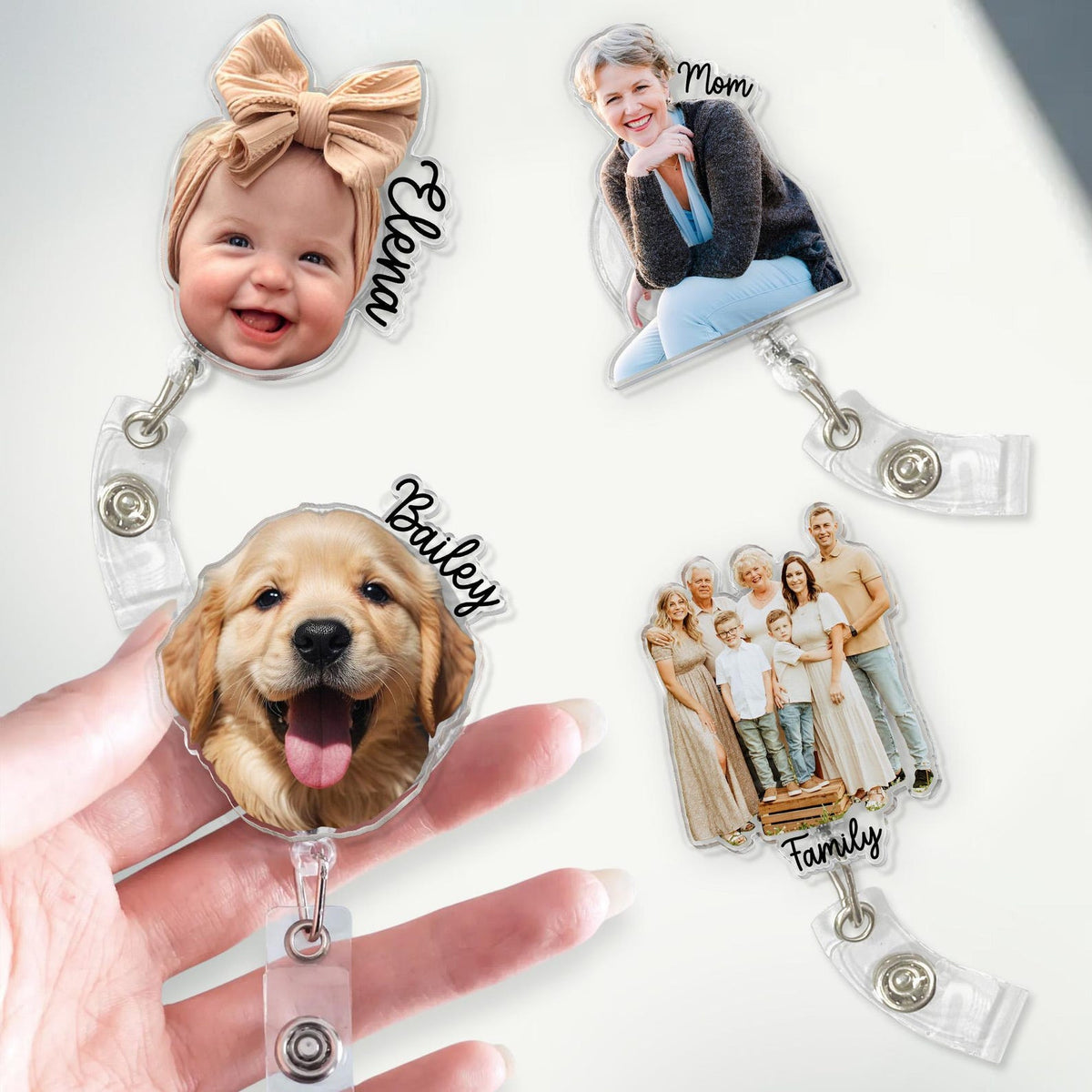 Personalized Photo Badge Reel, Retractable ID Holder, Custom Shape Badge Reel, Funny Badge Holder, Nurse Badge Charms