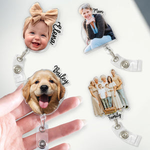 Personalized Photo Badge Reel, Retractable ID Holder, Custom Shape Badge Reel, Funny Badge Holder, Nurse Badge Charms