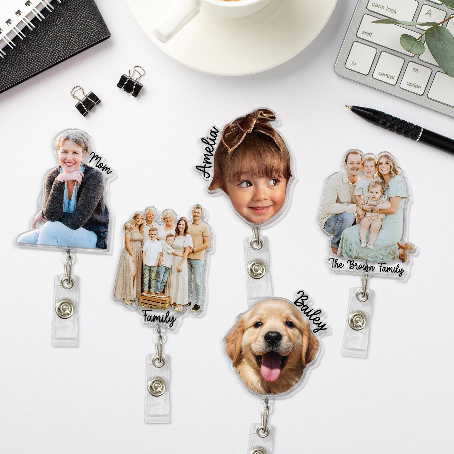 Personalized Photo Badge Reel, Retractable ID Holder, Custom Shape Badge Reel, Funny Badge Holder, Nurse Badge Charms