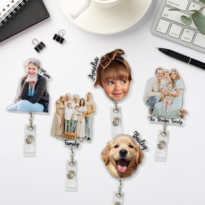 Personalized Photo Badge Reel, Retractable ID Holder, Custom Shape Badge Reel, Funny Badge Holder, Nurse Badge Charms