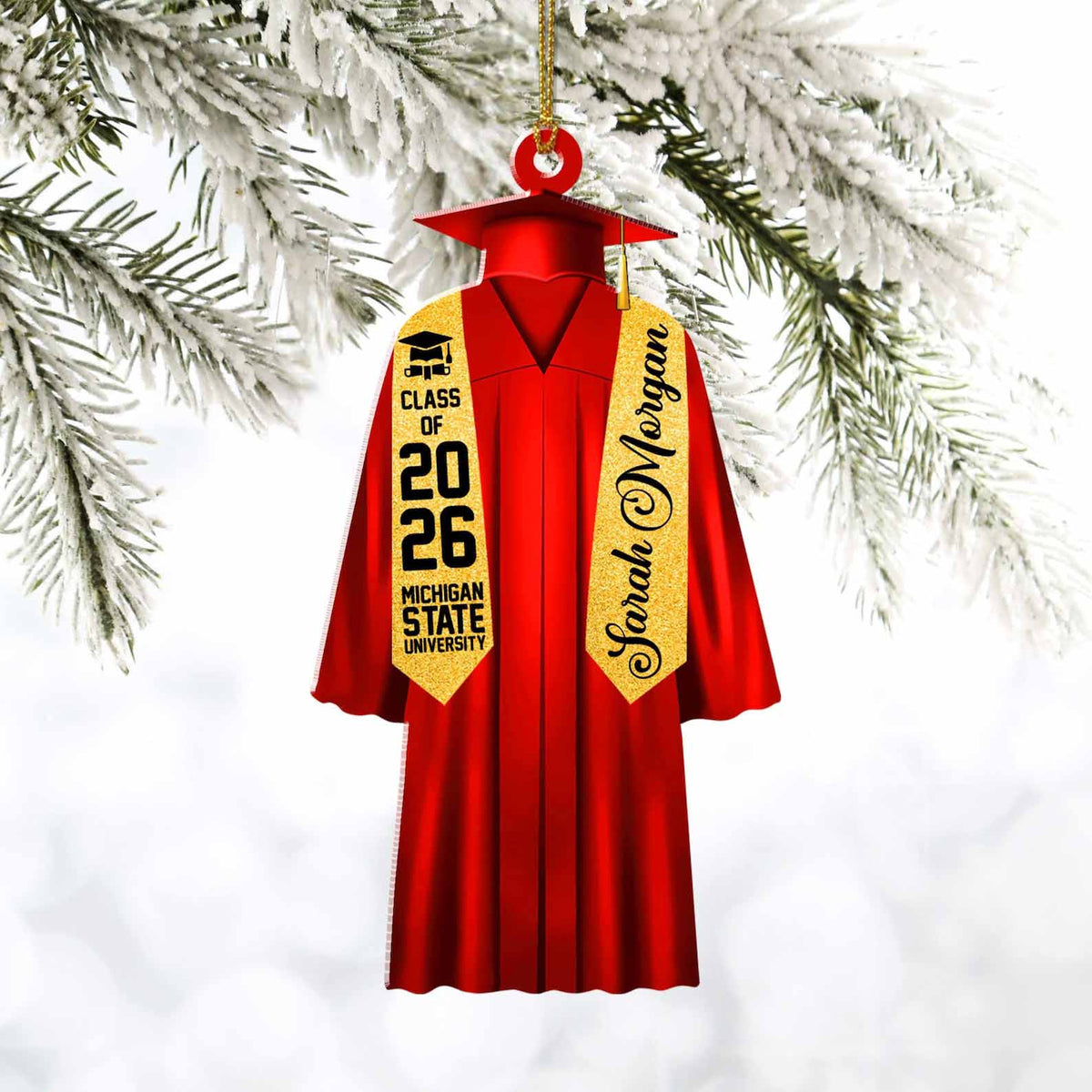Personalized Graduation 2026 Acrylic Ornament with Cap and Gown, New Graduate Gift, High School