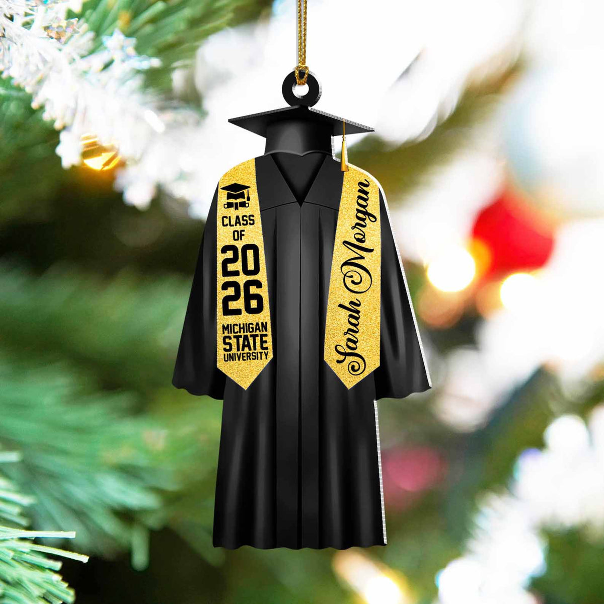 Personalized Graduation 2026 Acrylic Ornament with Cap and Gown, New Graduate Gift, High School