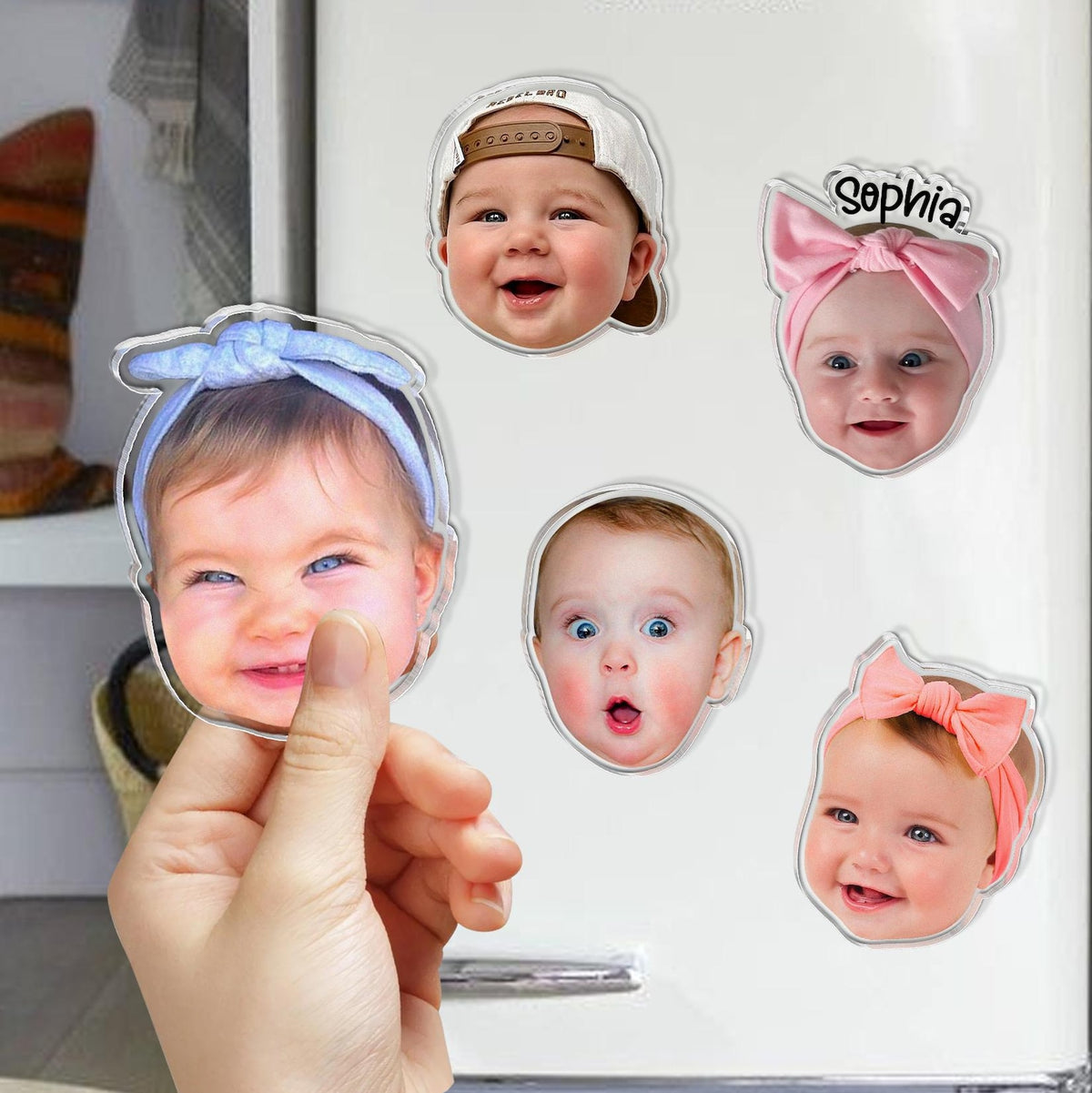 Personalized Baby Face Photo Magnet, Grandma Gift from Grandkids, Mothers Day Gift for Grandma