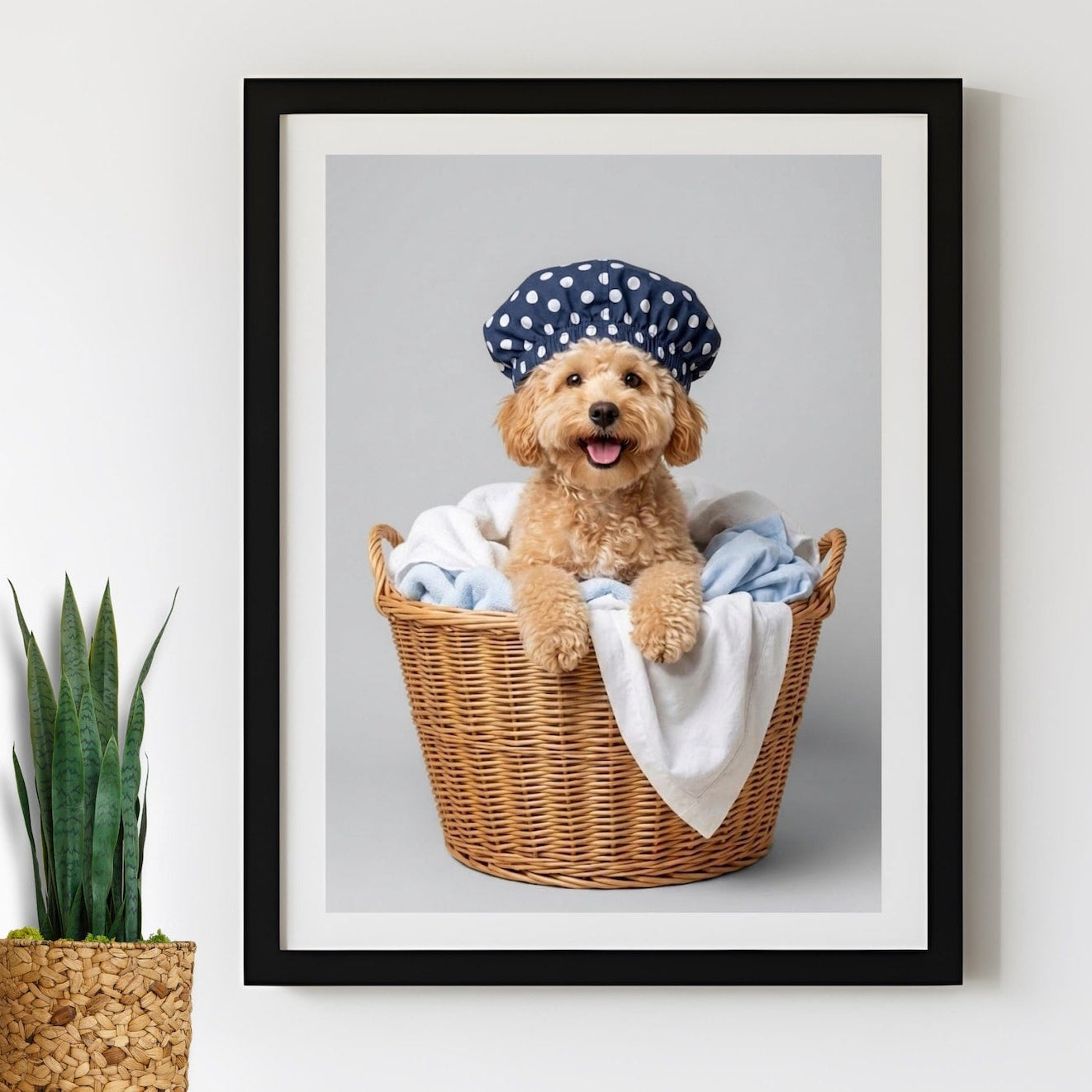 Dog Laundry Portraits Custom Pet Prints in Washer & Ironing Personalized Laundry Room Digital Wall Art