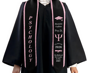 Psychology Graduation Stole for Women Custom PsyD Graduation Sash Class of 2026