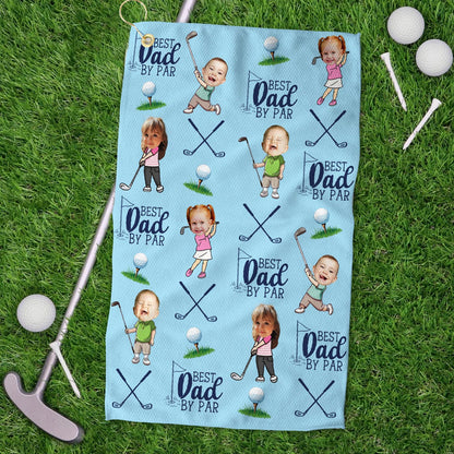 Personalized Kids Photo Golf Towel For Dad, Baby Face Towel, Golf Dad Gift, Best Dad By Par Towel Gift, Fathers Day Gift for Golf Dad
