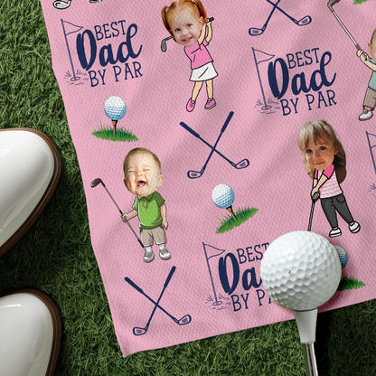 Personalized Kids Photo Golf Towel For Dad, Baby Face Towel, Golf Dad Gift, Best Dad By Par Towel Gift, Fathers Day Gift for Golf Dad
