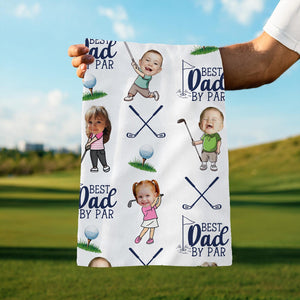 Personalized Kids Photo Golf Towel For Dad, Baby Face Towel, Golf Dad Gift, Best Dad By Par Towel Gift, Fathers Day Gift for Golf Dad