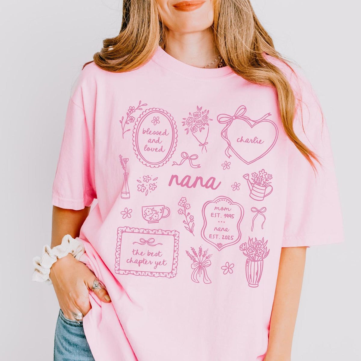 Personalized Grandma Comfort Colors Shirt with Grandkid Names